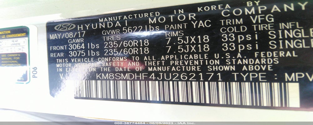 KM8SMDHF4JU262171 2018 HYUNDAI SANTA FE photo no. 9
