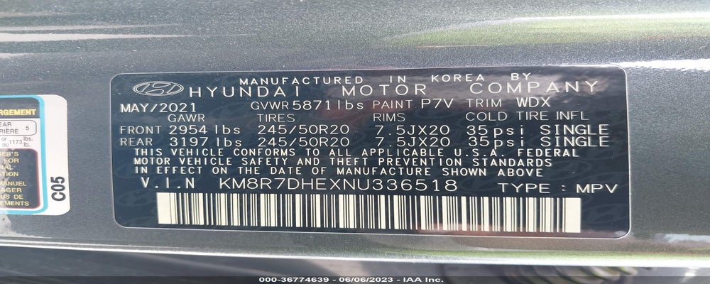 KM8R7DHEXNU336518 2022 HYUNDAI PALISADE photo no. 9