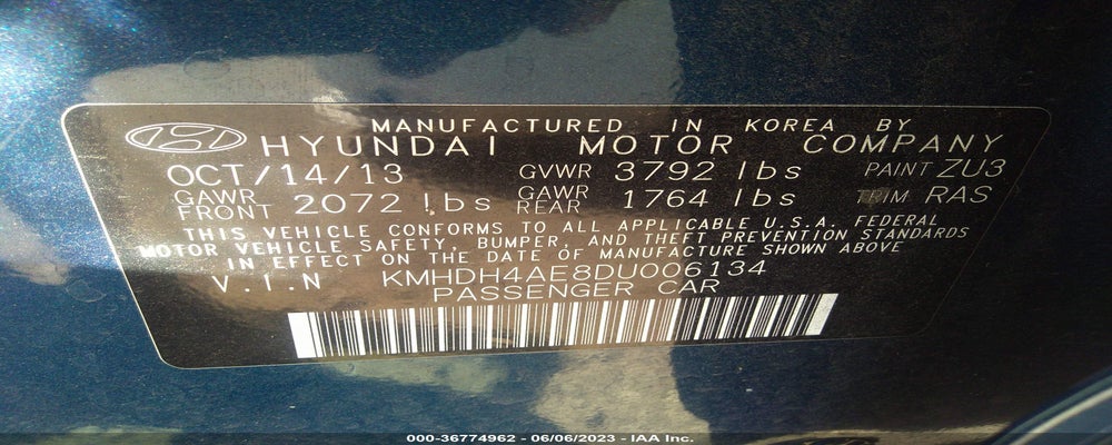 KMHDH4AE8DU006134 2013 HYUNDAI ELANTRA photo no. 9
