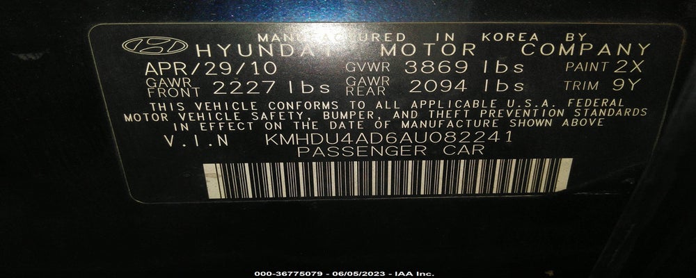 KMHDU4AD6AU082241 2010 HYUNDAI ELANTRA photo no. 9