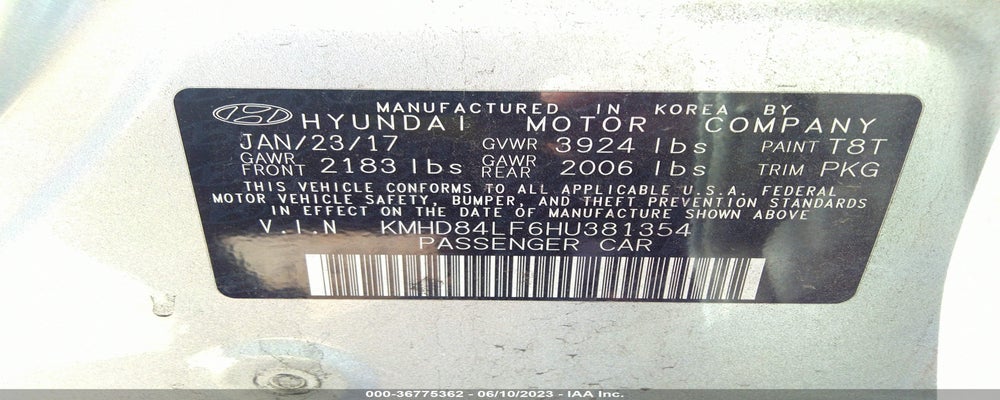 KMHD84LF6HU381354 2017 HYUNDAI ELANTRA photo no. 9