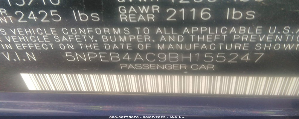 5NPEB4AC9BH155247 2011 HYUNDAI SONATA photo no. 9
