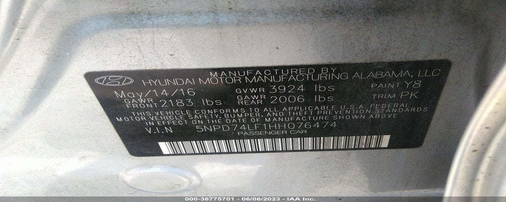 5NPD74LF1HH076474 2017 HYUNDAI ELANTRA photo no. 9