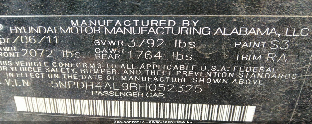 5NPDH4AE9BH052325 2011 HYUNDAI ELANTRA photo no. 9