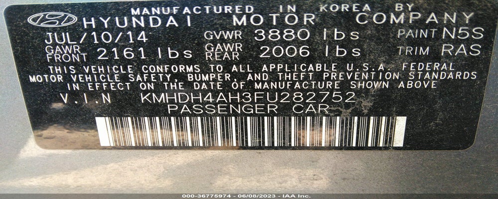KMHDH4AH3FU282752 2015 HYUNDAI ELANTRA photo no. 9