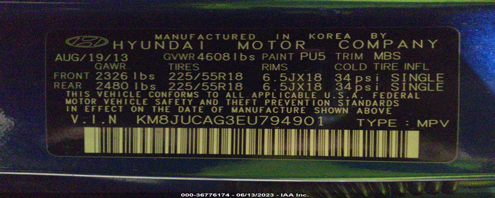KM8JUCAG3EU794901 2014 HYUNDAI TUCSON photo no. 9
