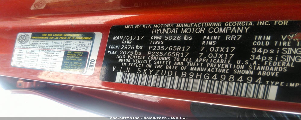 5XYZUDLB9HG498494 2017 HYUNDAI SANTA FE SPORT photo no. 9