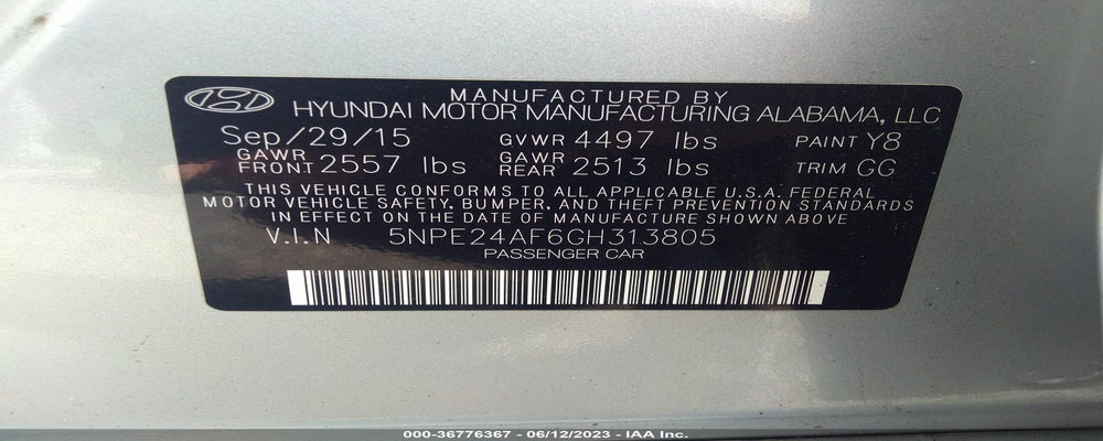 5NPE24AF6GH313805 2016 HYUNDAI SONATA photo no. 9