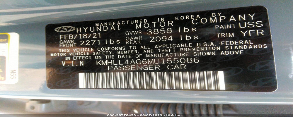 KMHLL4AG6MU155086 2021 HYUNDAI ELANTRA photo no. 9