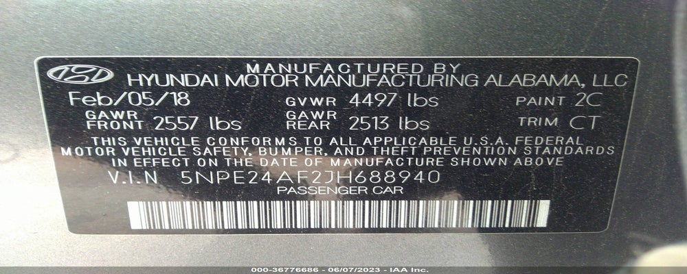 5NPE24AF2JH688940 2018 HYUNDAI SONATA photo no. 9