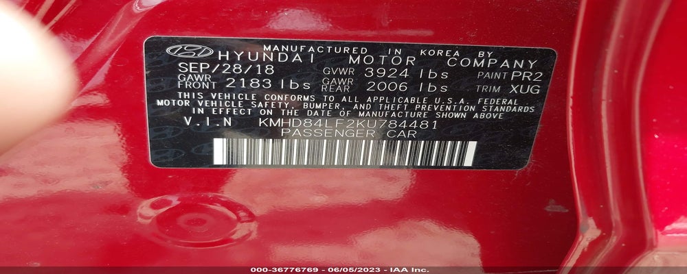 KMHD84LF2KU784481 2019 HYUNDAI ELANTRA photo no. 9