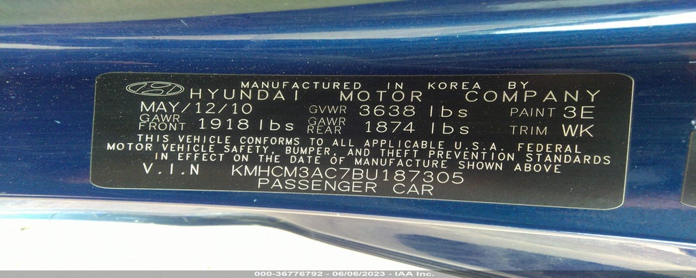 KMHCM3AC7BU187305 2011 HYUNDAI ACCENT photo no. 9