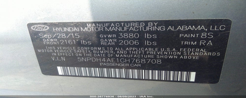 5NPDH4AE1GH768708 2016 HYUNDAI ELANTRA photo no. 9