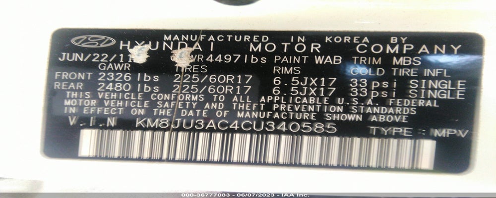 KM8JU3AC4CU340585 2012 HYUNDAI TUCSON photo no. 9