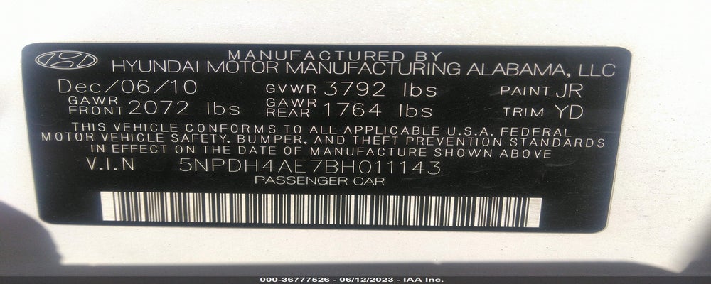 5NPDH4AE7BH011143 2011 HYUNDAI ELANTRA photo no. 9