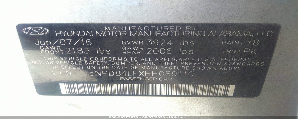 5NPD84LFXHH089110 2017 HYUNDAI ELANTRA photo no. 9