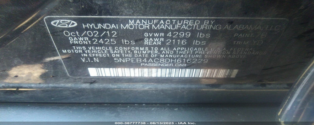 5NPEB4AC8DH616229 2013 HYUNDAI SONATA photo no. 9