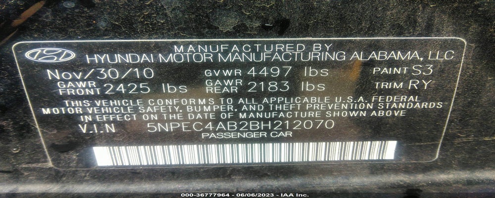 5NPEC4AB2BH212070 2011 HYUNDAI SONATA photo no. 9