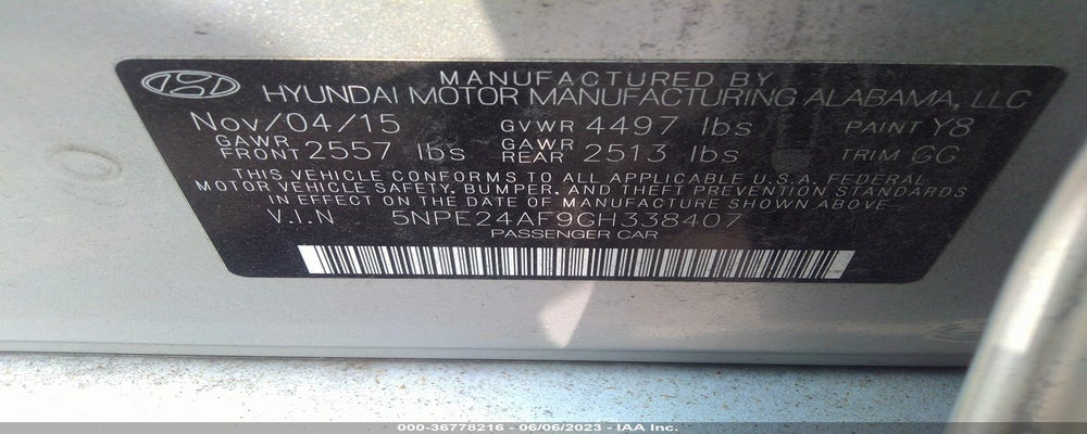 5NPE24AF9GH338407 2016 HYUNDAI SONATA photo no. 9