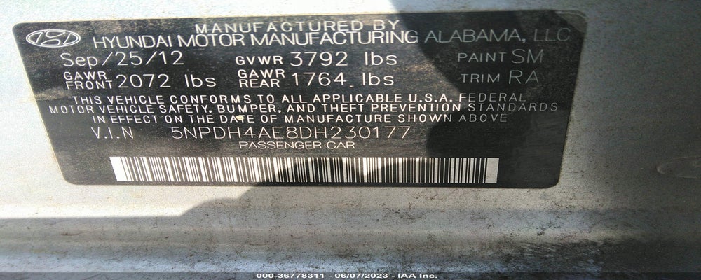 5NPDH4AE8DH230177 2013 HYUNDAI ELANTRA photo no. 9