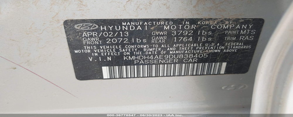 KMHDH4AE9DU838405 2013 HYUNDAI ELANTRA photo no. 9