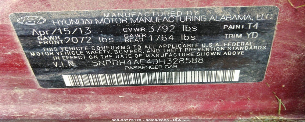 5NPDH4AE4DH328588 2013 HYUNDAI ELANTRA photo no. 9