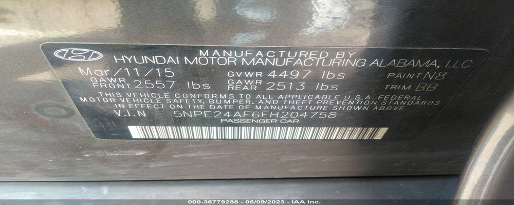 5NPE24AF6FH204758 2015 HYUNDAI SONATA photo no. 9