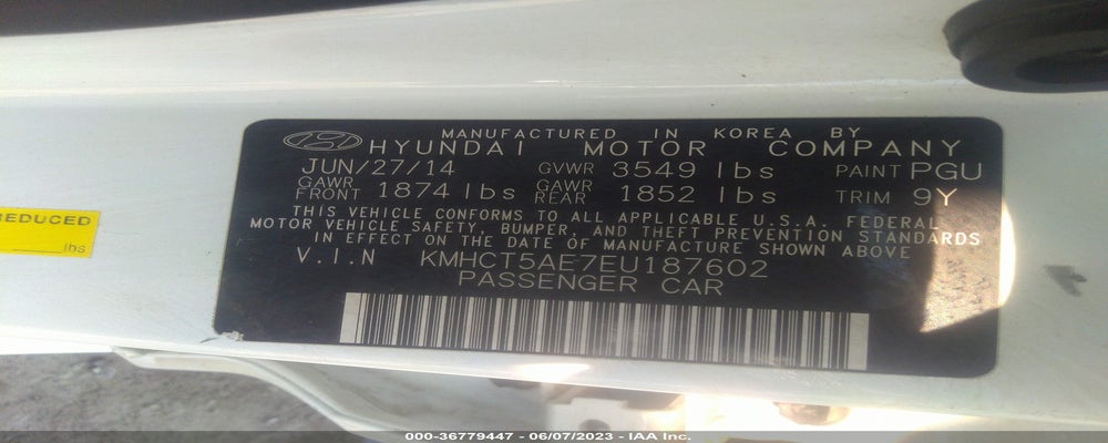 KMHCT5AE7EU187602 2014 HYUNDAI ACCENT photo no. 9