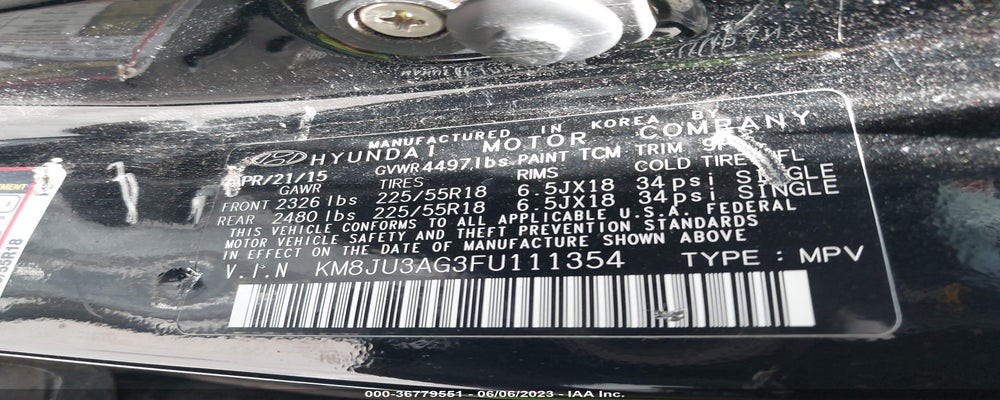 KM8JU3AG3FU111354 2015 HYUNDAI TUCSON photo no. 9
