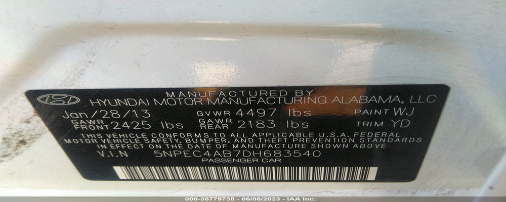 5NPEB4AC2DH697695 2013 HYUNDAI SONATA photo no. 9