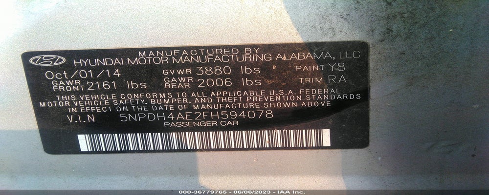 5NPDH4AE2FH594078 2015 HYUNDAI ELANTRA photo no. 9