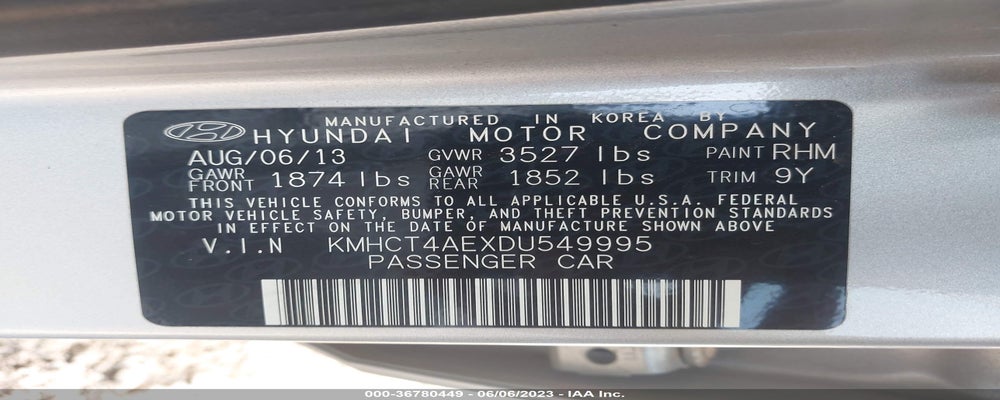 KMHCT4AEXDU549995 2013 HYUNDAI ACCENT photo no. 9
