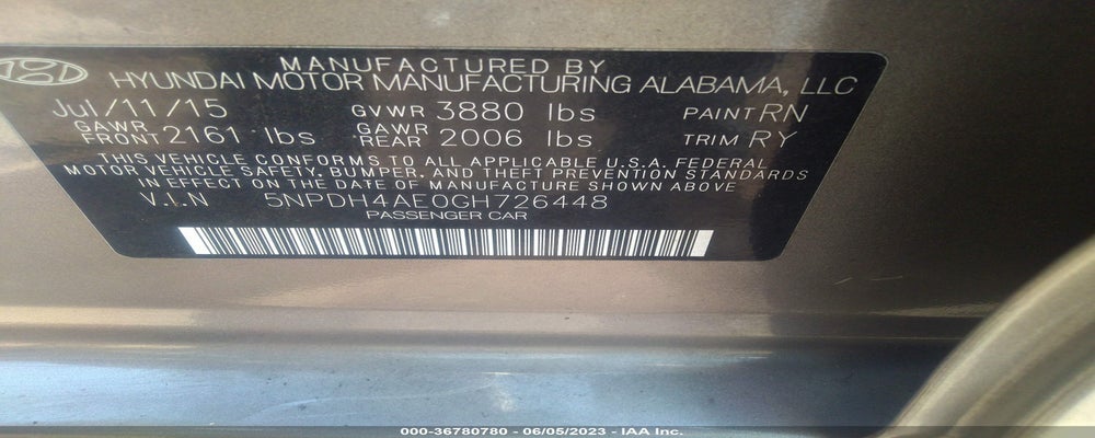 5NPDH4AE0GH726448 2016 HYUNDAI ELANTRA photo no. 9