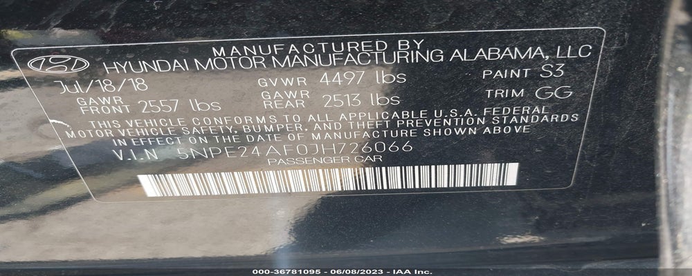 5NPE24AF0JH726066 2018 HYUNDAI SONATA photo no. 9