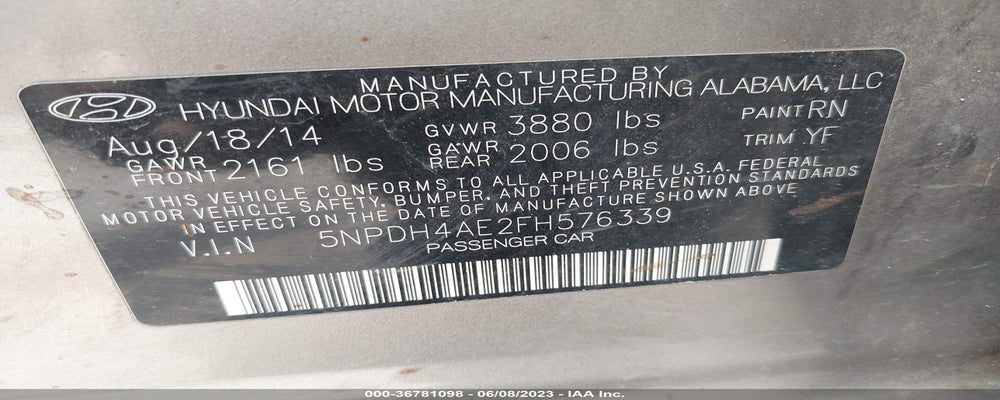 5NPDH4AE2FH576339 2015 HYUNDAI ELANTRA photo no. 9