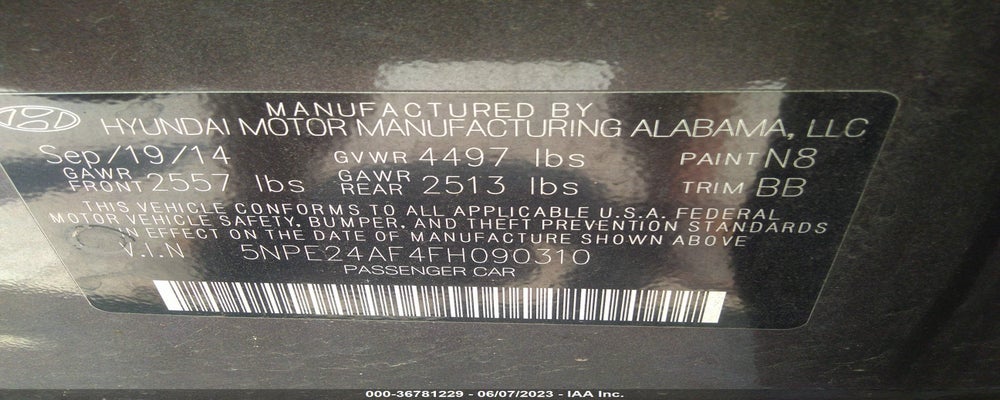 5NPE24AF4FH090310 2015 HYUNDAI SONATA photo no. 9