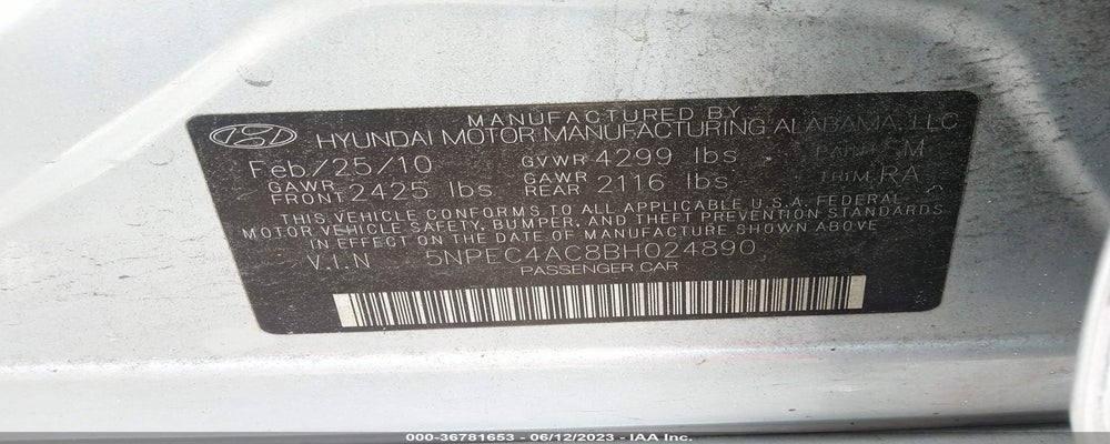 5NPEC4AC8BH024890 2011 HYUNDAI SONATA photo no. 9