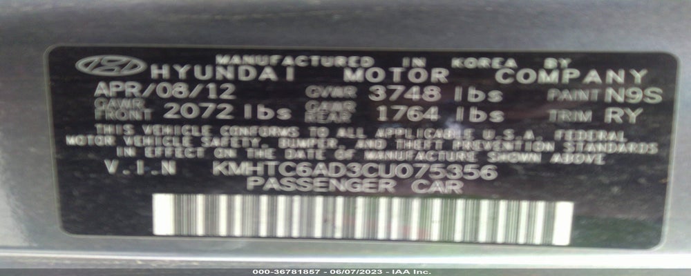 KMHTC6AD3CU075356 2012 HYUNDAI VELOSTER photo no. 9