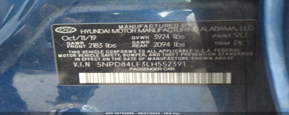 5NPD84LF3LH552391 2020 HYUNDAI ELANTRA photo no. 9