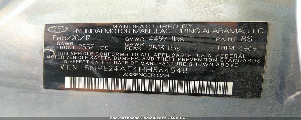 5NPE24AF4HH564548 2017 HYUNDAI SONATA photo no. 9