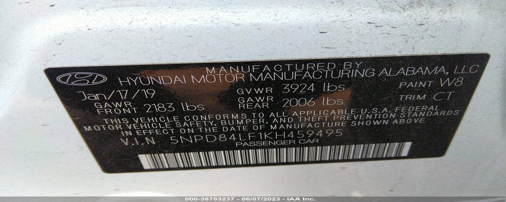 5NPD84LF1KH459495 2019 HYUNDAI ELANTRA photo no. 9