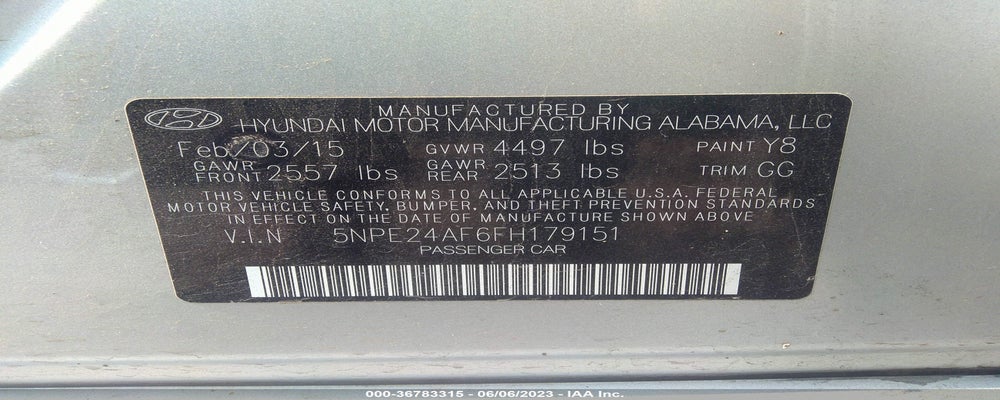 5NPE24AF6FH179151 2015 HYUNDAI SONATA photo no. 9
