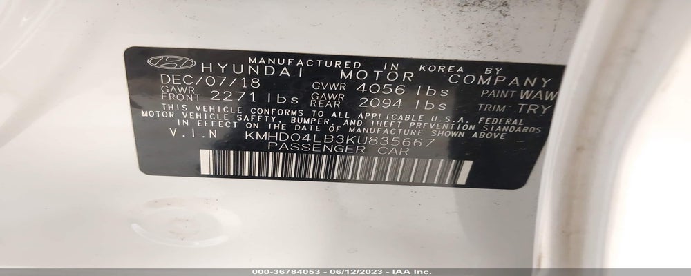 KMHD04LB3KU835667 2019 HYUNDAI ELANTRA photo no. 9