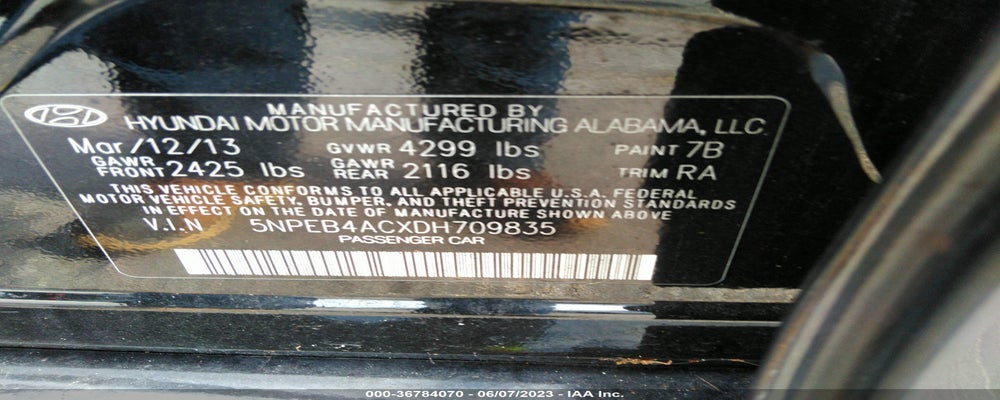 5NPEB4ACXDH709835 2013 HYUNDAI SONATA photo no. 9