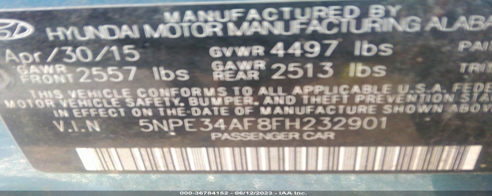 5NPE34AF8FH232901 2015 HYUNDAI SONATA photo no. 9