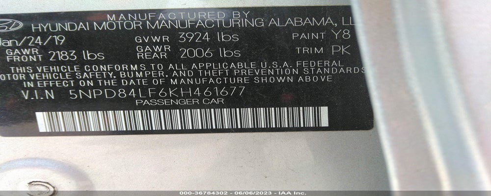 5NPD84LF6KH461677 2019 HYUNDAI ELANTRA photo no. 9