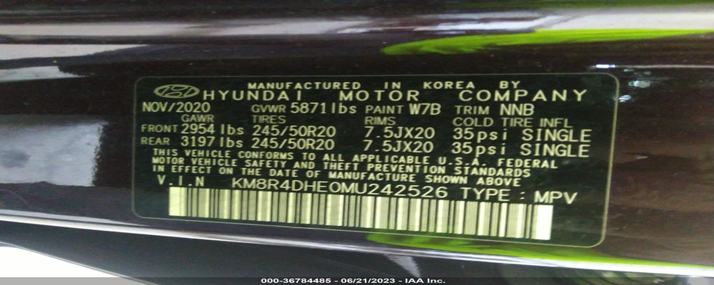 KM8R4DHE0MU242526 2021 HYUNDAI PALISADE photo no. 9