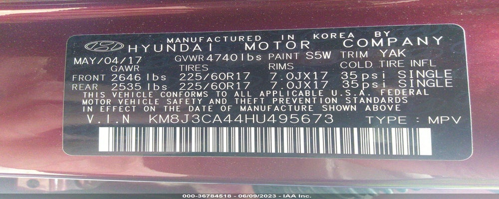 KM8J3CA44HU495673 2017 HYUNDAI TUCSON photo no. 9