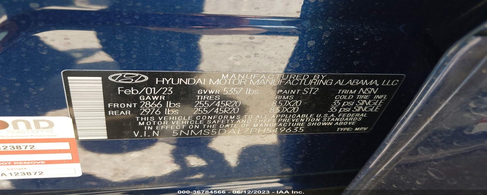 5NMS5DAL7PH549635 2023 HYUNDAI SANTA FE photo no. 9