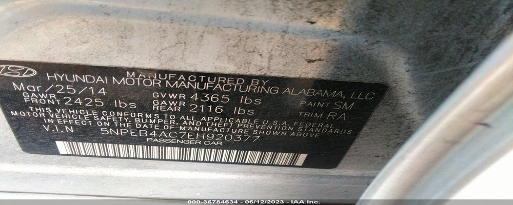 5NPEB4AC7EH920377 2014 HYUNDAI SONATA photo no. 9